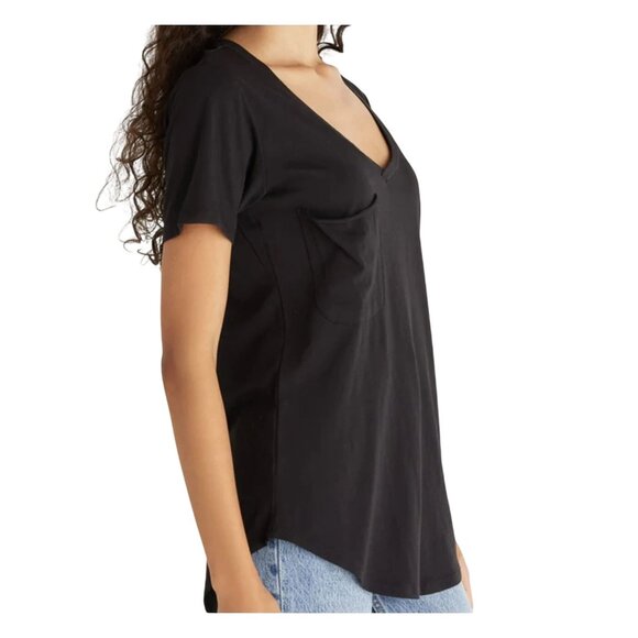 Z Supply Tops - Z Supply Pocket Tee Size Small V Neck Short Sleeve Top Solid Black Everyday Wear